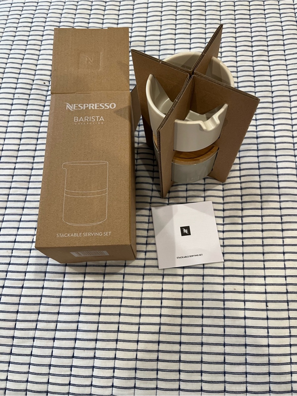 Nespresso Stackable Serving Set in Cream with Wood Lid